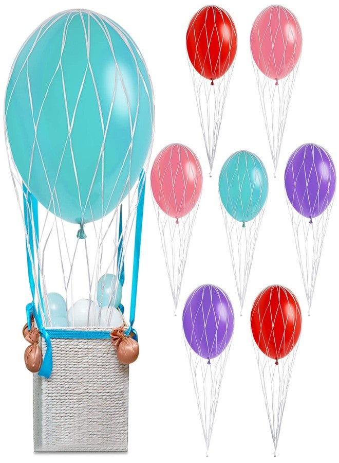 Deekin 8 Pcs Hot Air Balloons Net 36'' Hot Air Balloon Drop Net for Ceiling Release Photo Props Baby Shower Wedding Birthday Party - Image 1